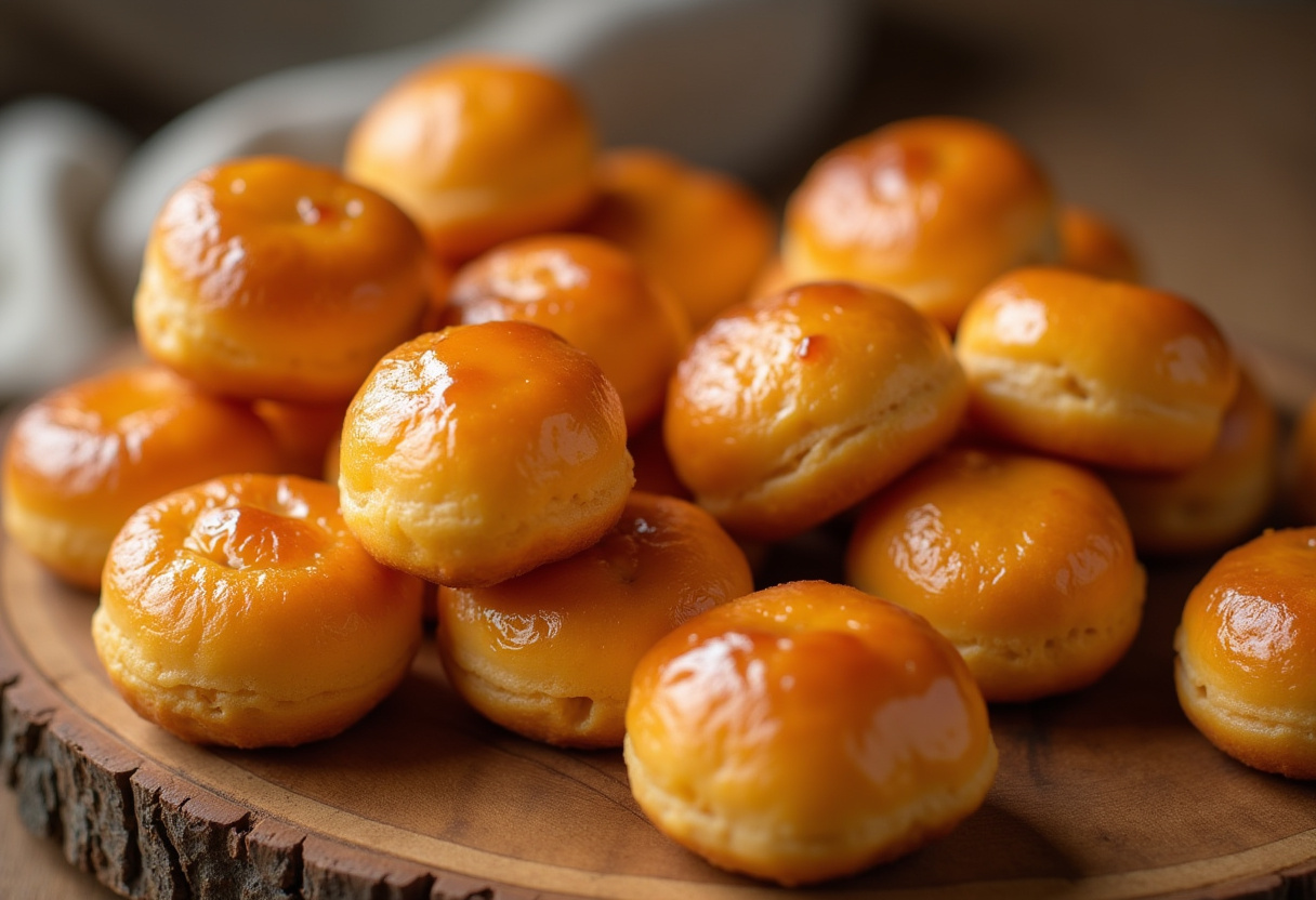 Bollos de leche recién horneados, dorados y brillantes, listos para servir.