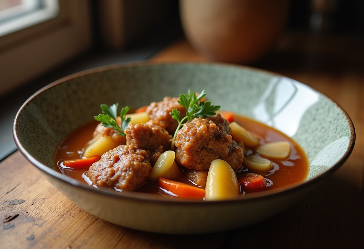 Serving Cocido Gallego in a bowl, ready to eat.