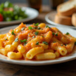 Delicious Macarrones gratinados with golden cheese crust, ready to serve.